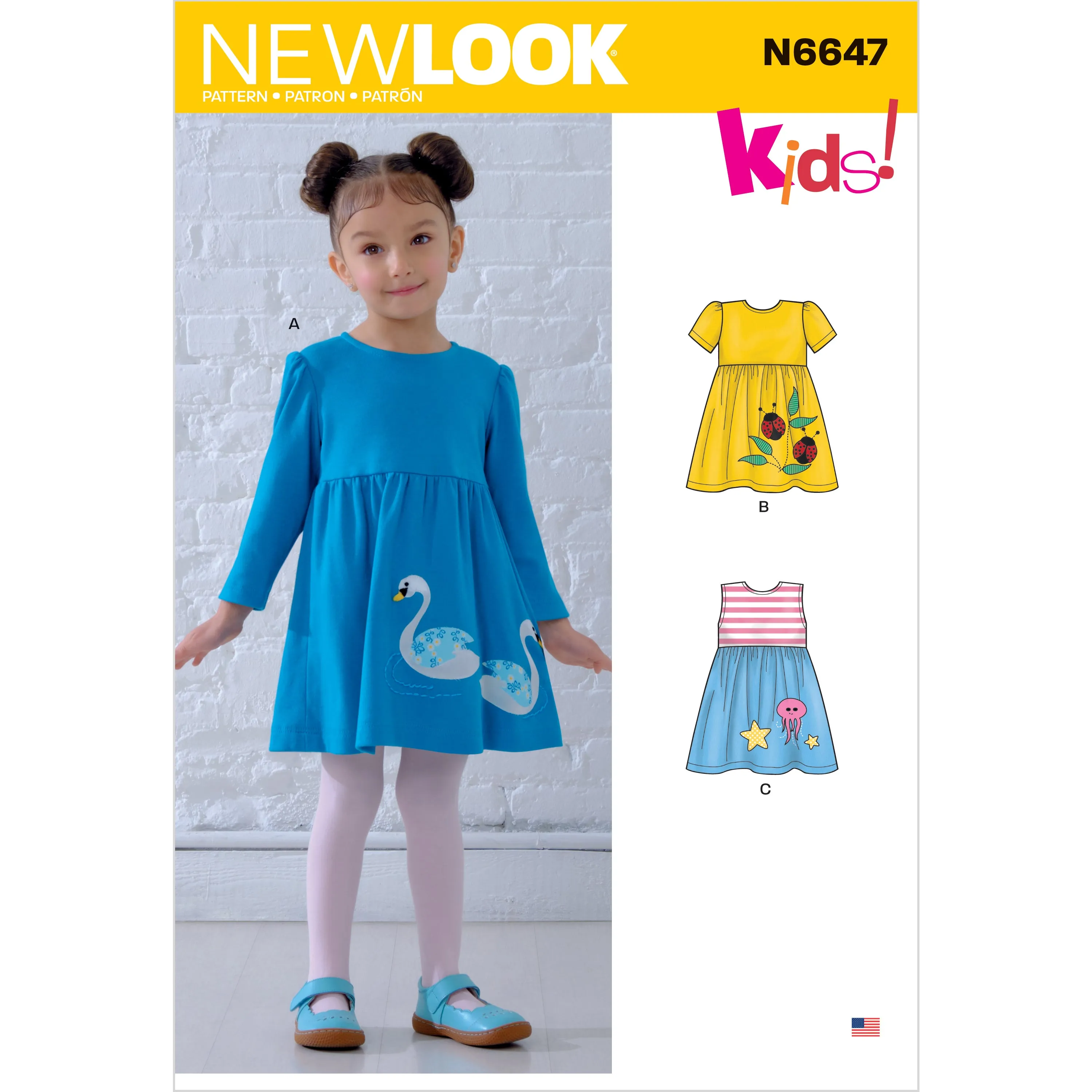 6647 New Look Sewing Pattern N6647 Toddlers' Dresses with Appliques