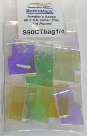 74540-1/4 LB Dichroic Scrap Thin Clear 90 Austin Random Sized Pieces