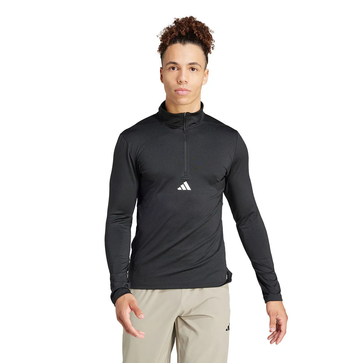 adidas Workout 1/4 Zip Top - Mens - Black/White