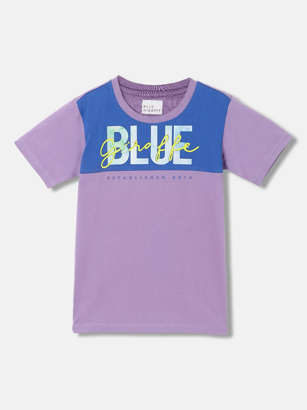 Blue Giraffe Boys Blue Printed Round Neck TShirt