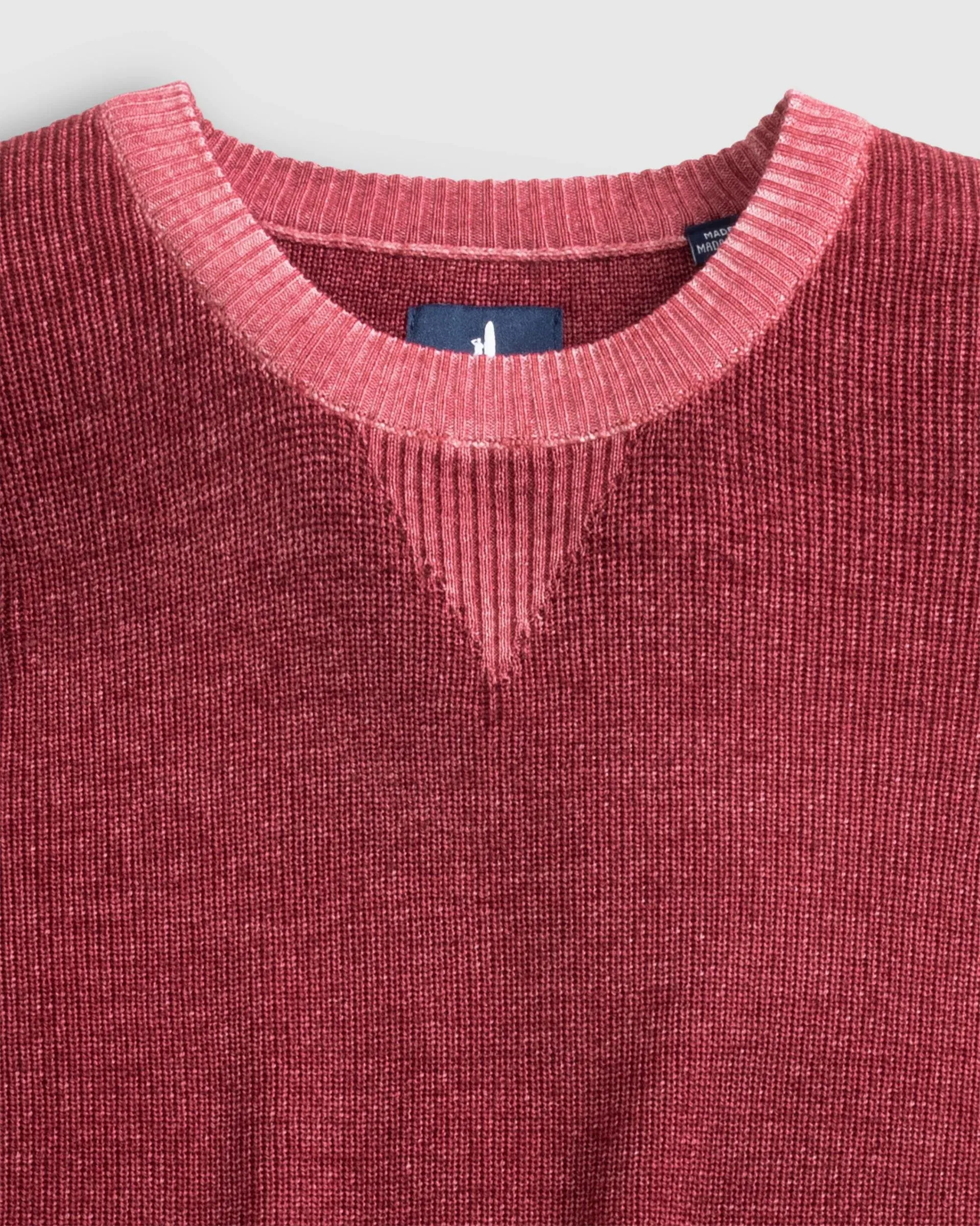 Burgess Garment-Dyed Crewneck Sweater in Merlot by Johnnie-O