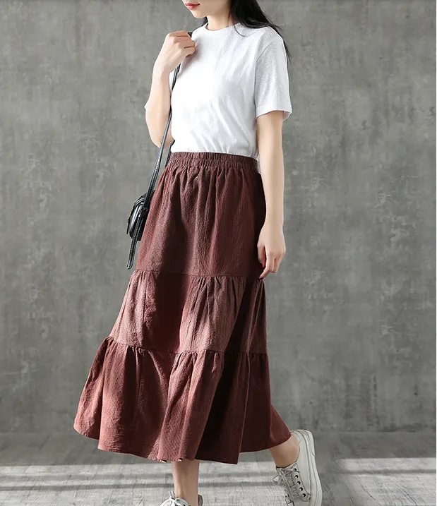 Casual Cotton Linen loose fitting Women's Skirts DZA2006117