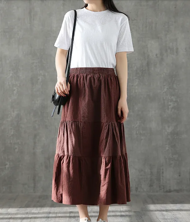 Casual Cotton Linen loose fitting Women's Skirts DZA2006117