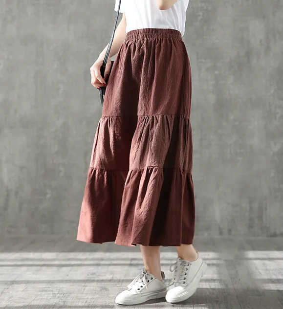 Casual Cotton Linen loose fitting Women's Skirts DZA2006117