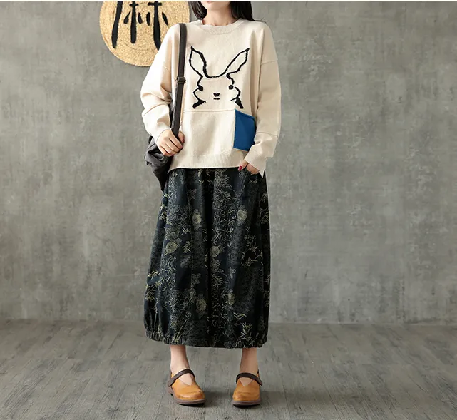 Casual Cotton linen loose fitting Women's Skirts  DZA200611