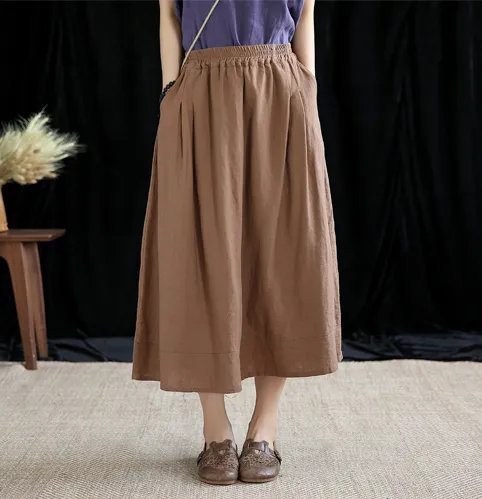 Casual Cotton Linen  loose fitting Women's Skirts  DZA200622