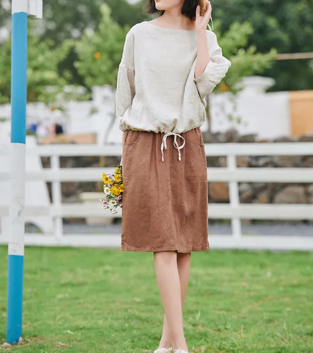 Casual Cotton Linen loose Women's Skirts DZA2007214