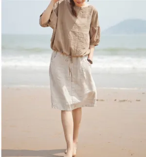 Casual Cotton Linen loose Women's Skirts DZA2007214