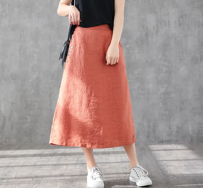 Casual Linen loose fitting Women's Skirts DZA2006135