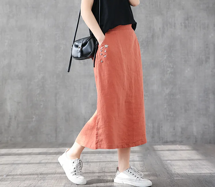 Casual Linen loose fitting Women's Skirts DZA2006135