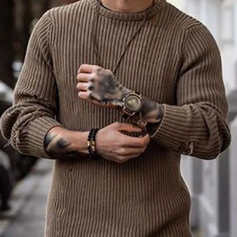 Casual Round Neck Long Sleeve Knitted Sweater