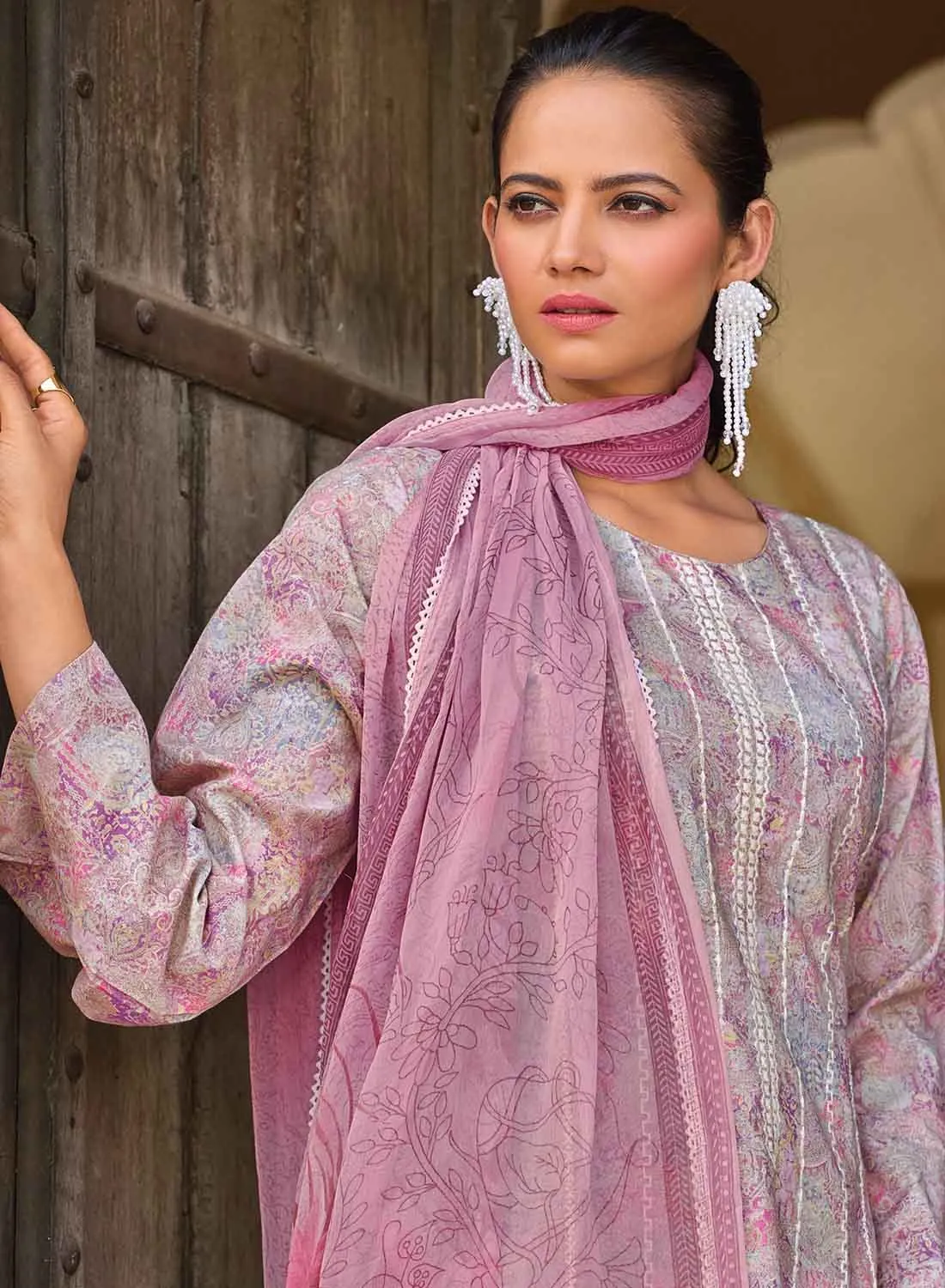 Designer Unstitched Pure Lawn Cotton Suit Material for Women