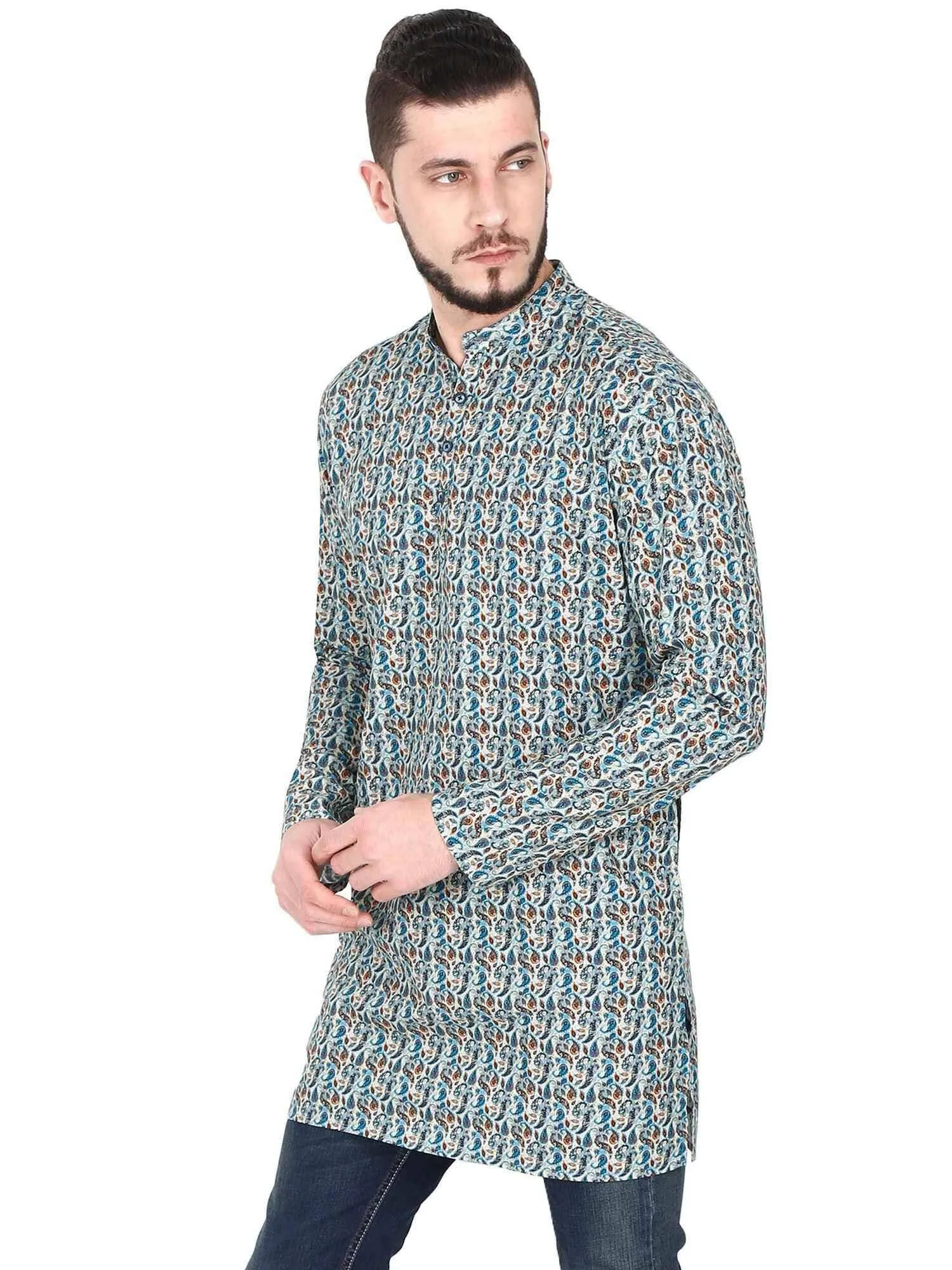 Guniaa MultiColoured Printed Giza Cotton Long Kurta