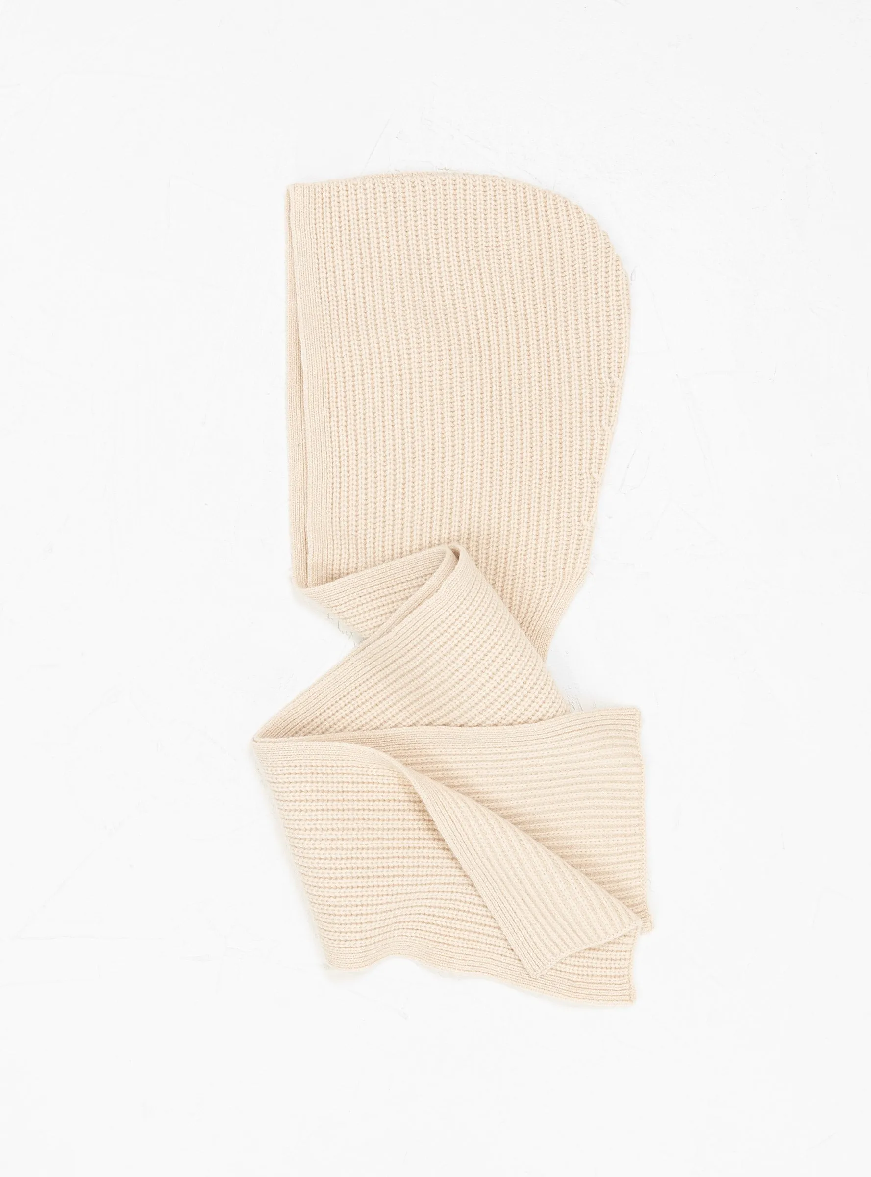 Hooded Scarf Beige/White