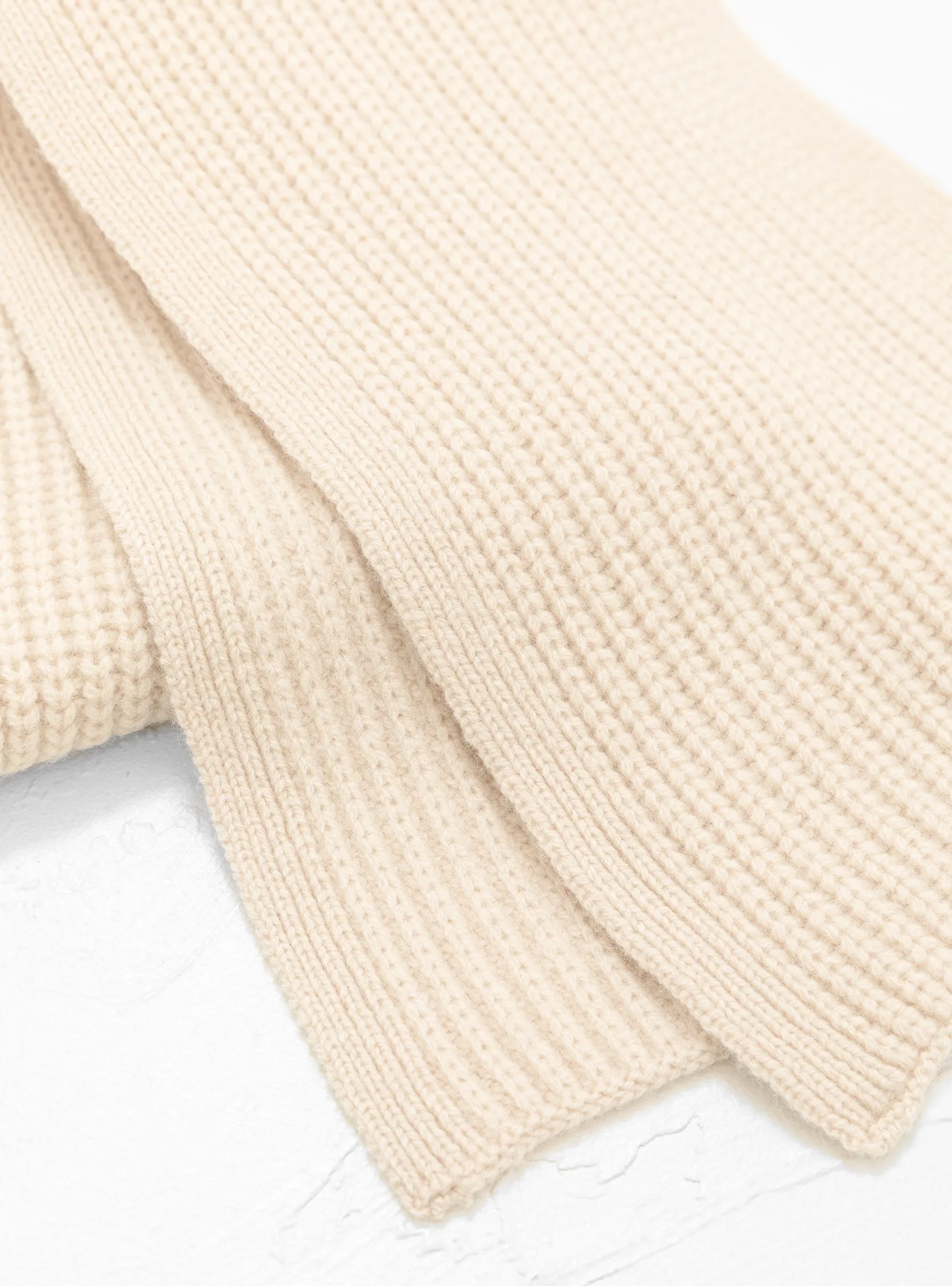 Hooded Scarf Beige/White