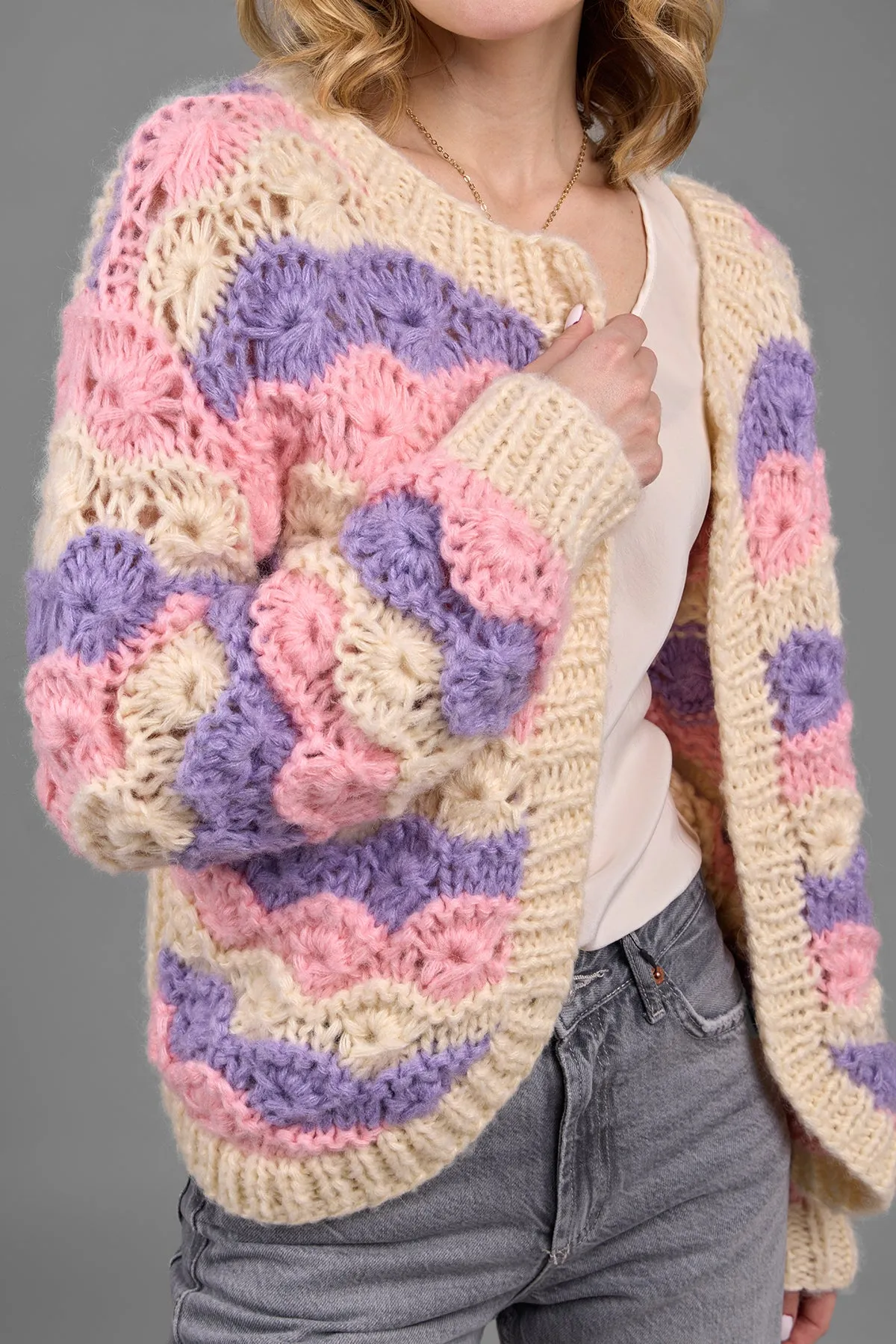 Knitted Pastel Rolling Hills Cardigan