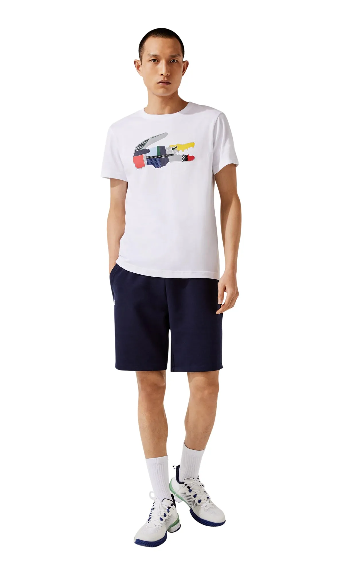 Lacoste Men's SPORT Patchwork Crocodile Print Cotton T-shirt