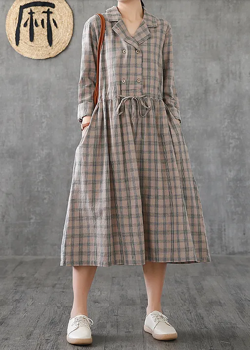 Long Sleeve Summer Spring Cotton Linen Women loose Dresses DZA20651