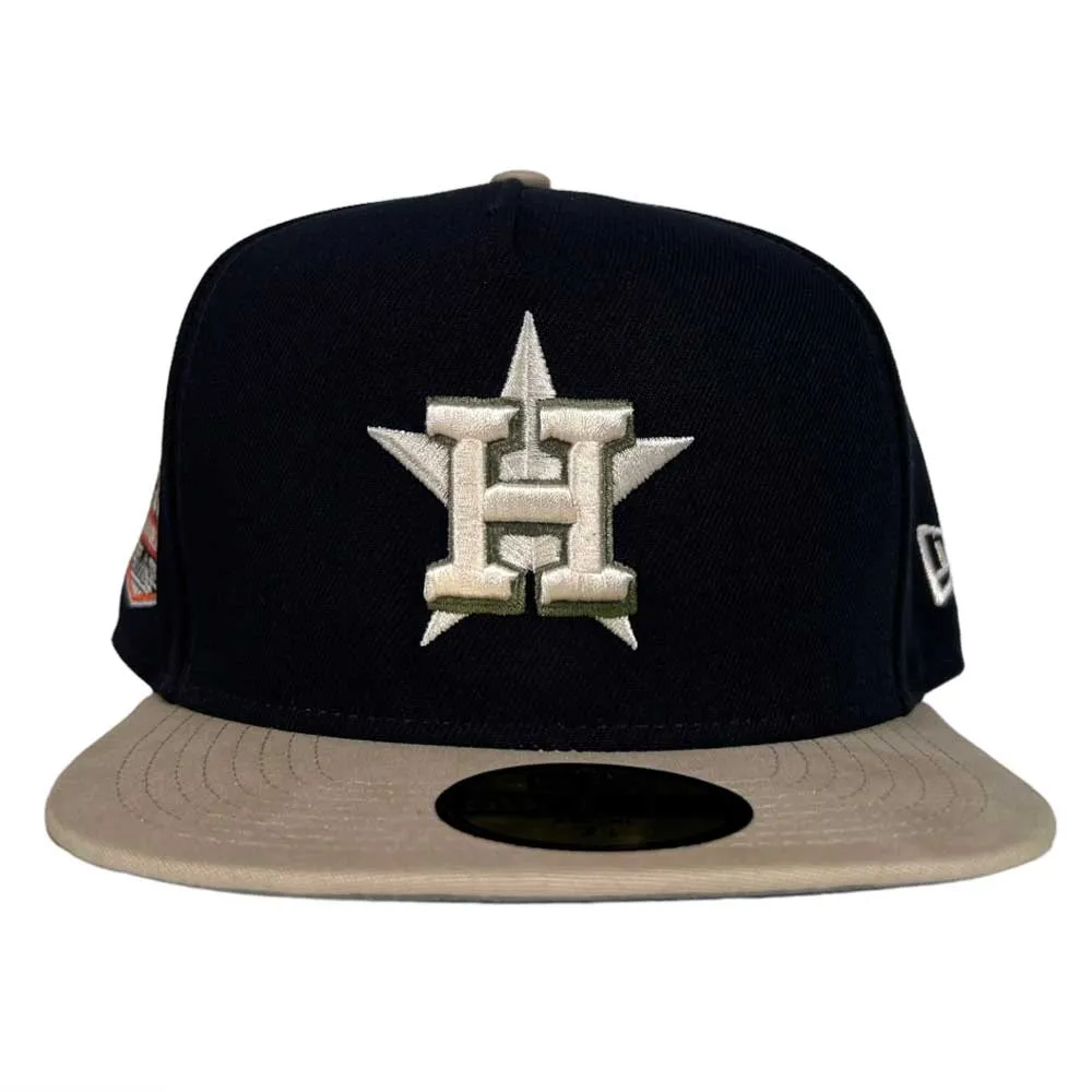 New Era Hat A-Frame Fitted Houston Astros Canvas Khaki Dark Navy 5950 Day