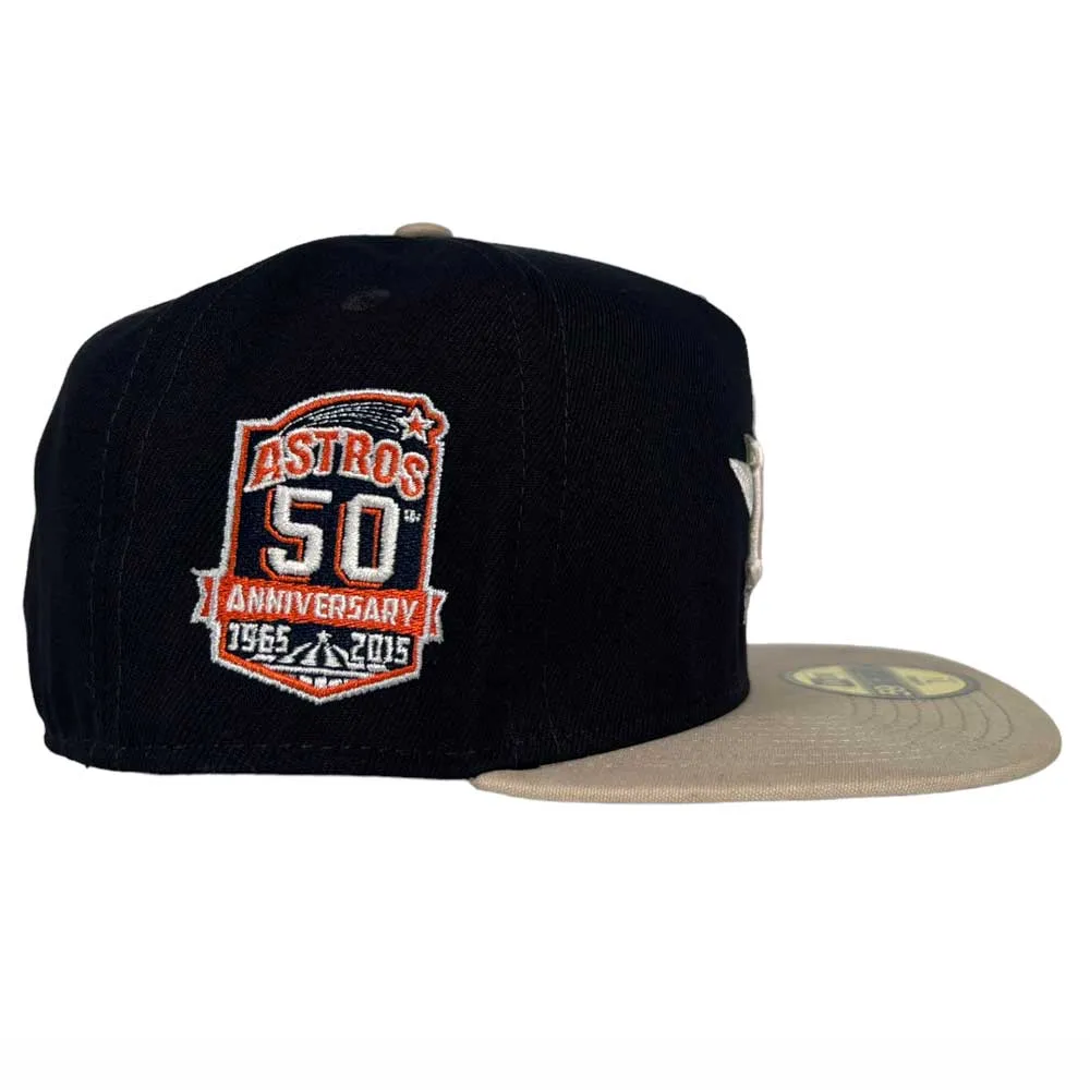 New Era Hat A-Frame Fitted Houston Astros Canvas Khaki Dark Navy 5950 Day