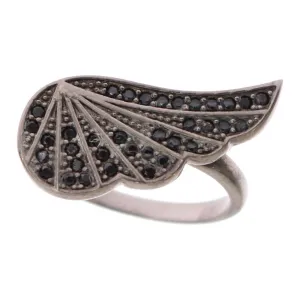 Nialaya Black Rhodium Silver Crystal Ring