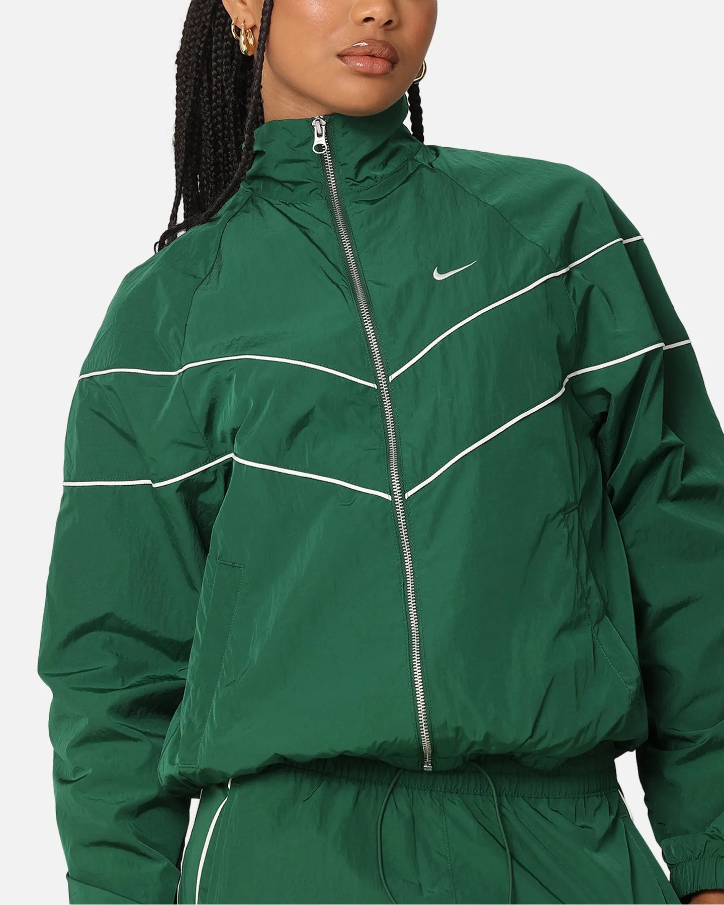 Nike Women's Sportswear Loose UV Woven Full-Zip Jacket Gorge Green/Sail