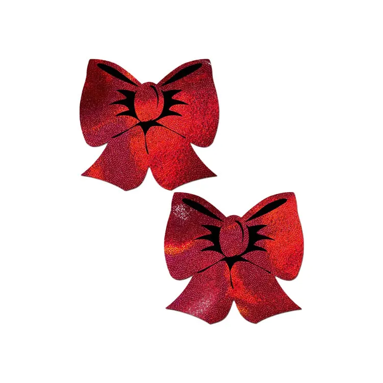 Pastease Holographic Red Bow Pasties