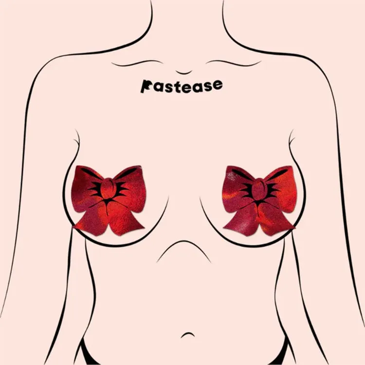 Pastease Holographic Red Bow Pasties