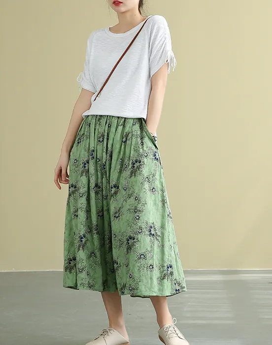 Patterned Casual Cotton loose fitting Women's Skirts DZA2007182