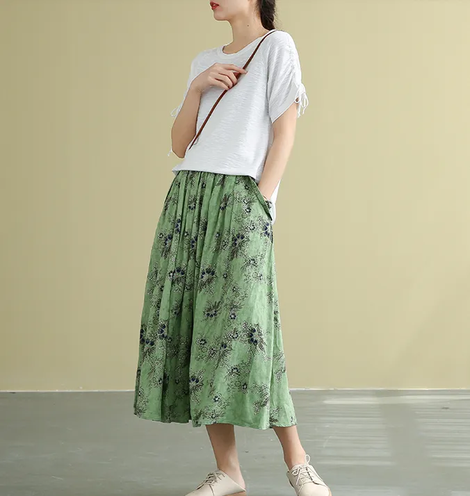 Patterned Casual Cotton loose fitting Women's Skirts DZA2007182