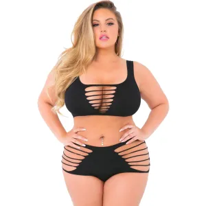 Pink Lipstick - Slash N Dash Seamless Bra Lingerie Set Queen (Black)