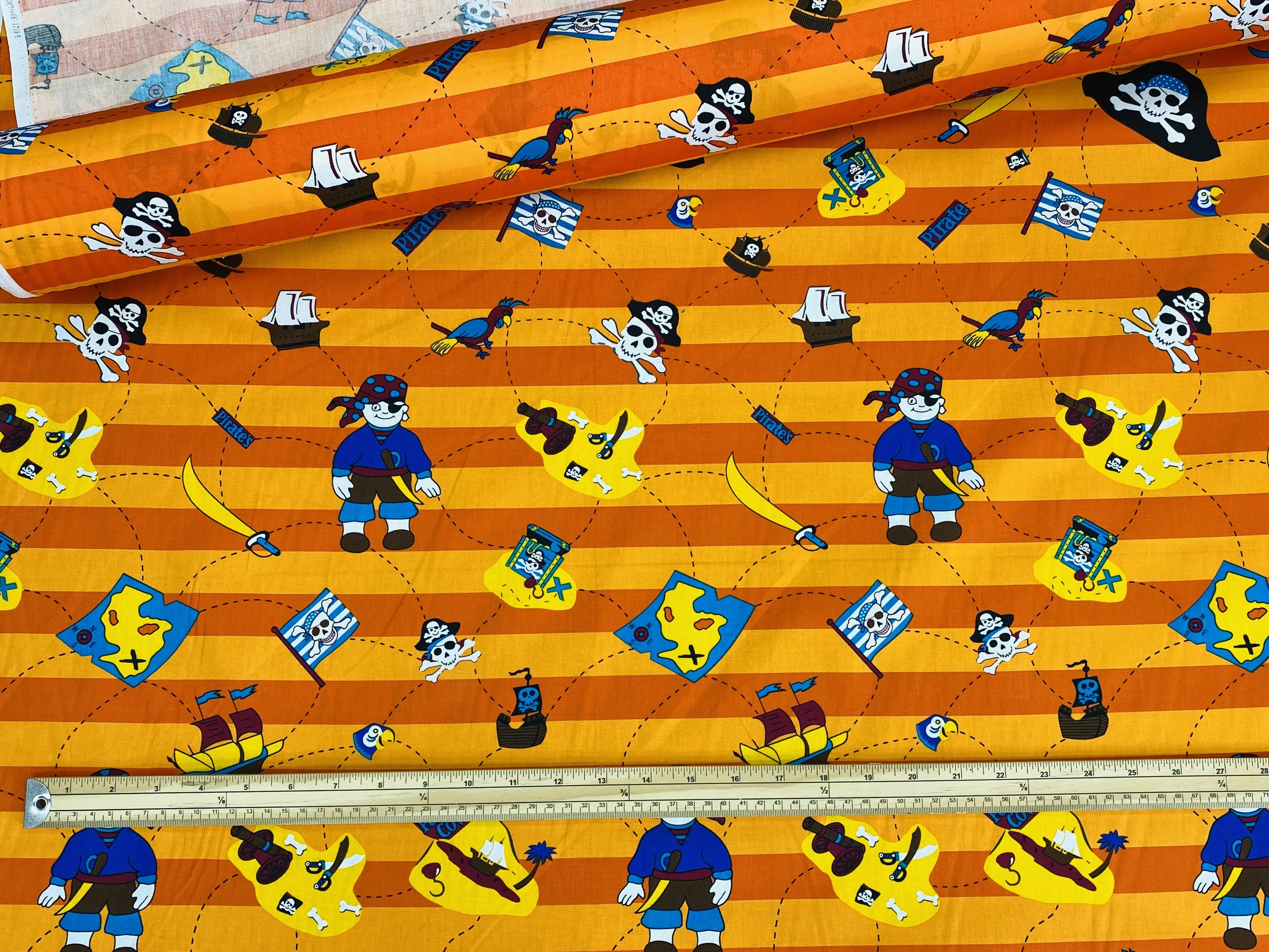 Pirates  - Cotton Poplin Patchwork HALF METRE