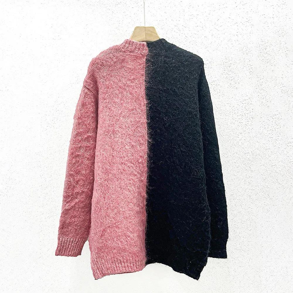 Pre Order:  Color Block Pocket Splice Thicken Knit Cardigan