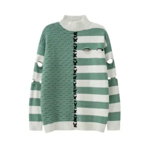 Pre Order:  Cutouts Half Spliced Knit Sweater