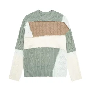 Pre Order:  Patchwork Cable Knit Sweater