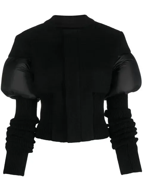 Pre Order:  Puff Sleeves Spliced Knit Jacket