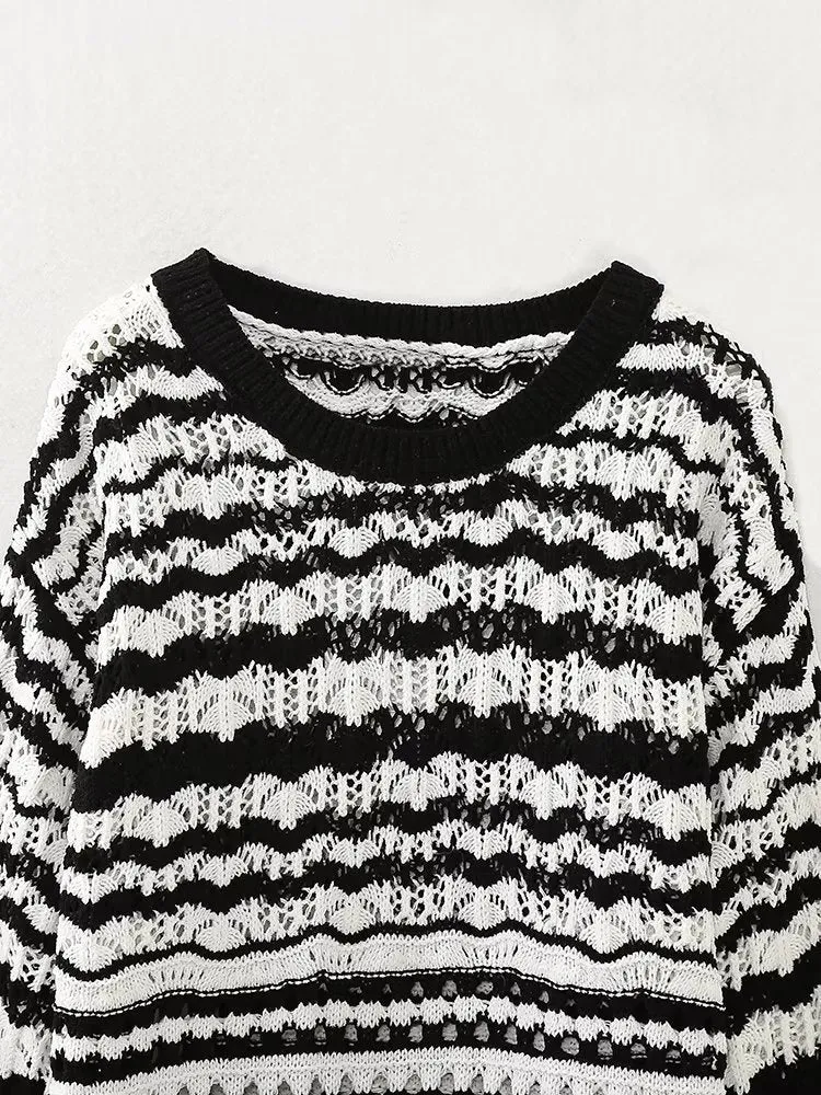 Pre Order:  Serpentine Stripes Cropped Knit Sweater