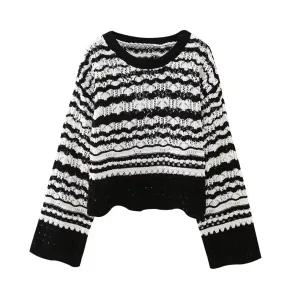 Pre Order:  Serpentine Stripes Cropped Knit Sweater