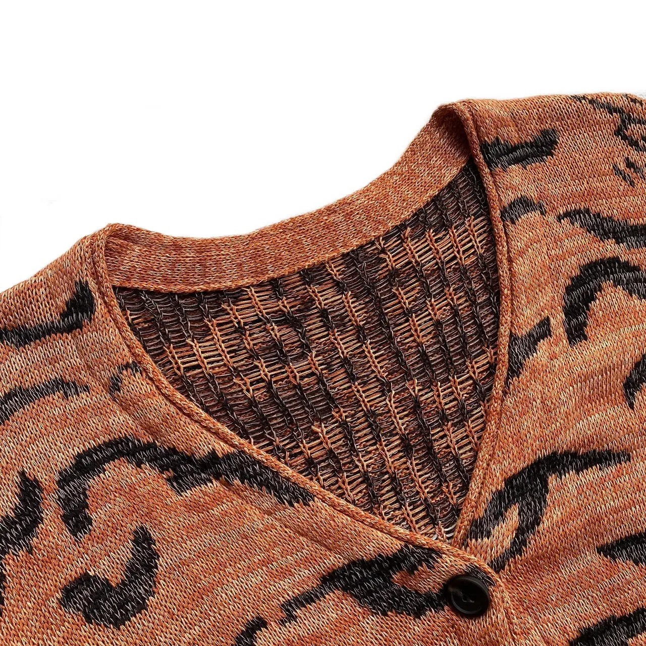 Pre Order:  Vintage Knitted Leopard Printed V-Neck Cardigans Sweater