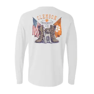 Puppy and Crossed Flags Long Sleeve