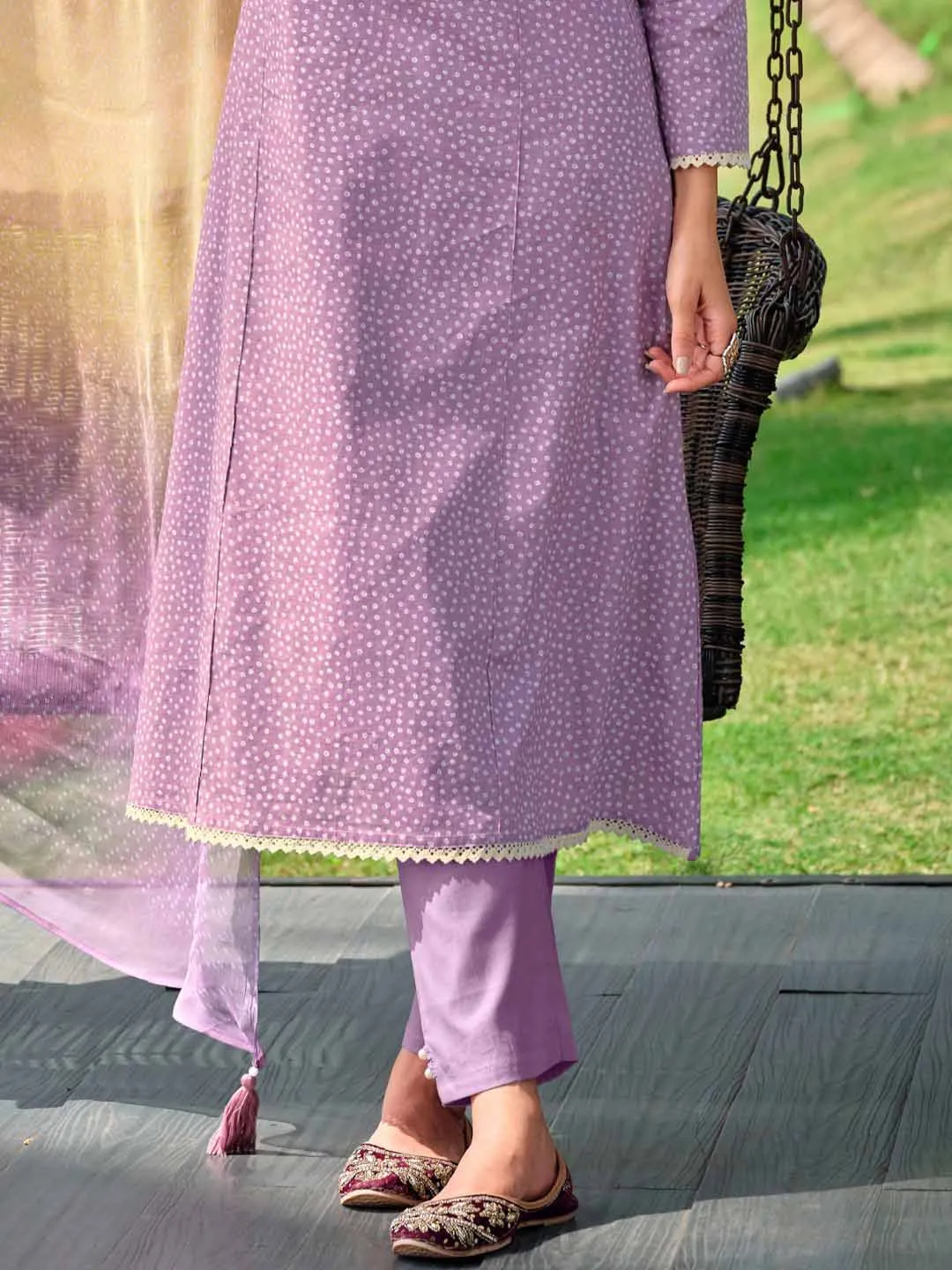 Pure Lawn Cotton Unstitched Women Suit Dress Material Purple