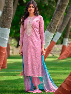 Pure Lawn Cotton Unstitched Women Suit Set Mauve