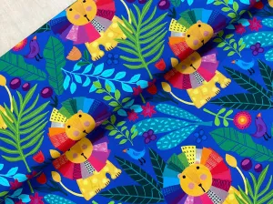 Rainbow Lions Cotton Jersey Fabric