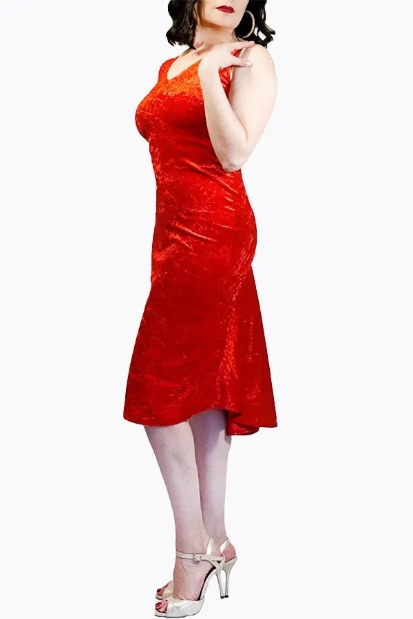 red velvet LUNA tango dress with tail