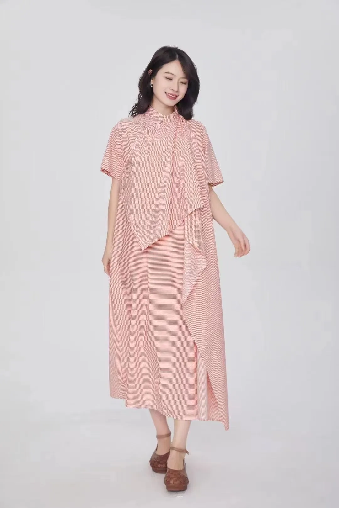 Summer Linen Cotton Irregular Long Women Dress/0121