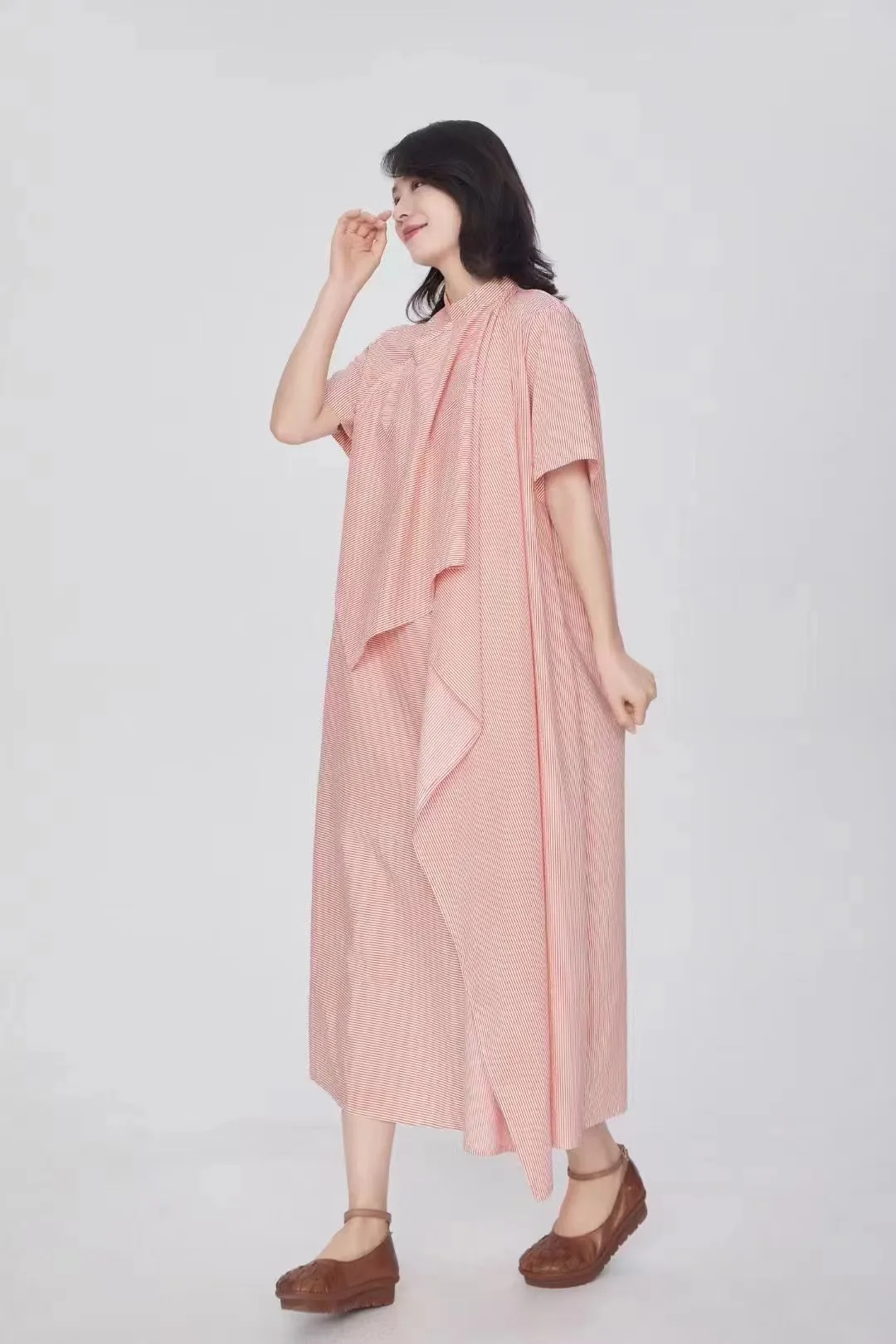 Summer Linen Cotton Irregular Long Women Dress/0121