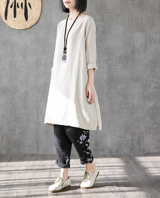 Summer  Spring Linen Women loose Dresses DZA05169