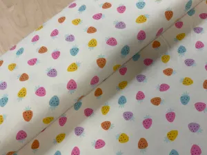 Summer Strawberries Cotton Jersey Fabric