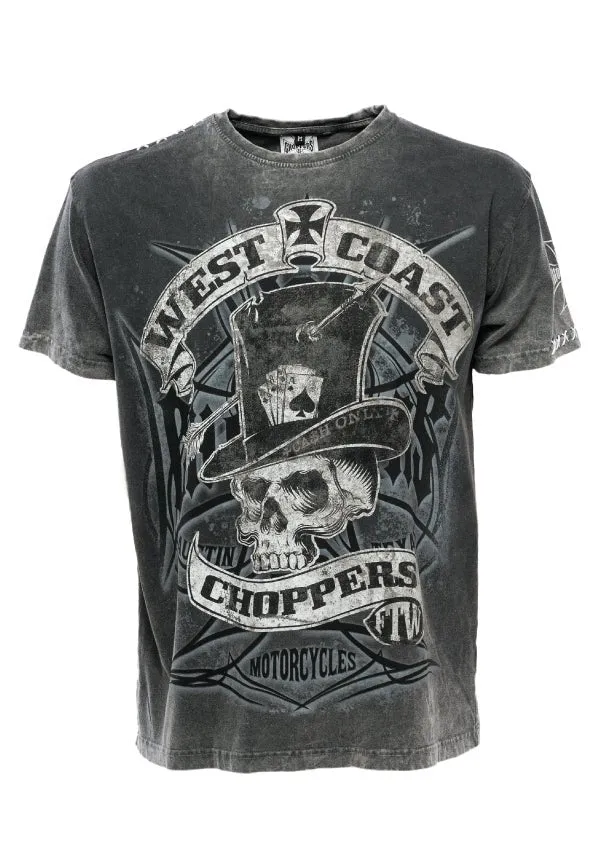 West Coast Choppers - CASH ONLY T-SHIRT - Black/grey