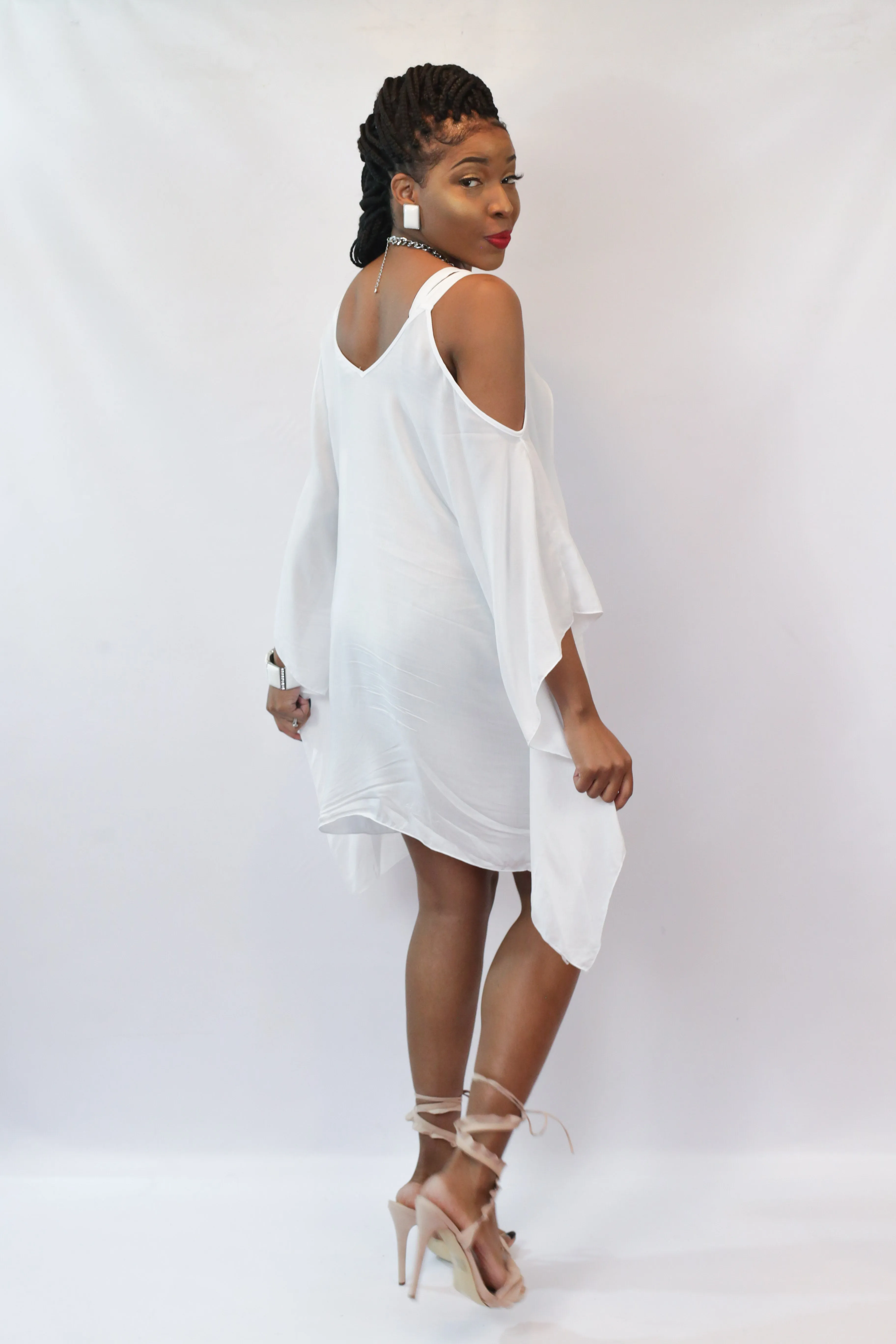 White Cold Shoulder Dress